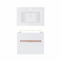 Комплект Qtap тумба підвісна Virgo 700х580х437 мм White/Whitish oak + раковина урізна Albatross E QT71V44076