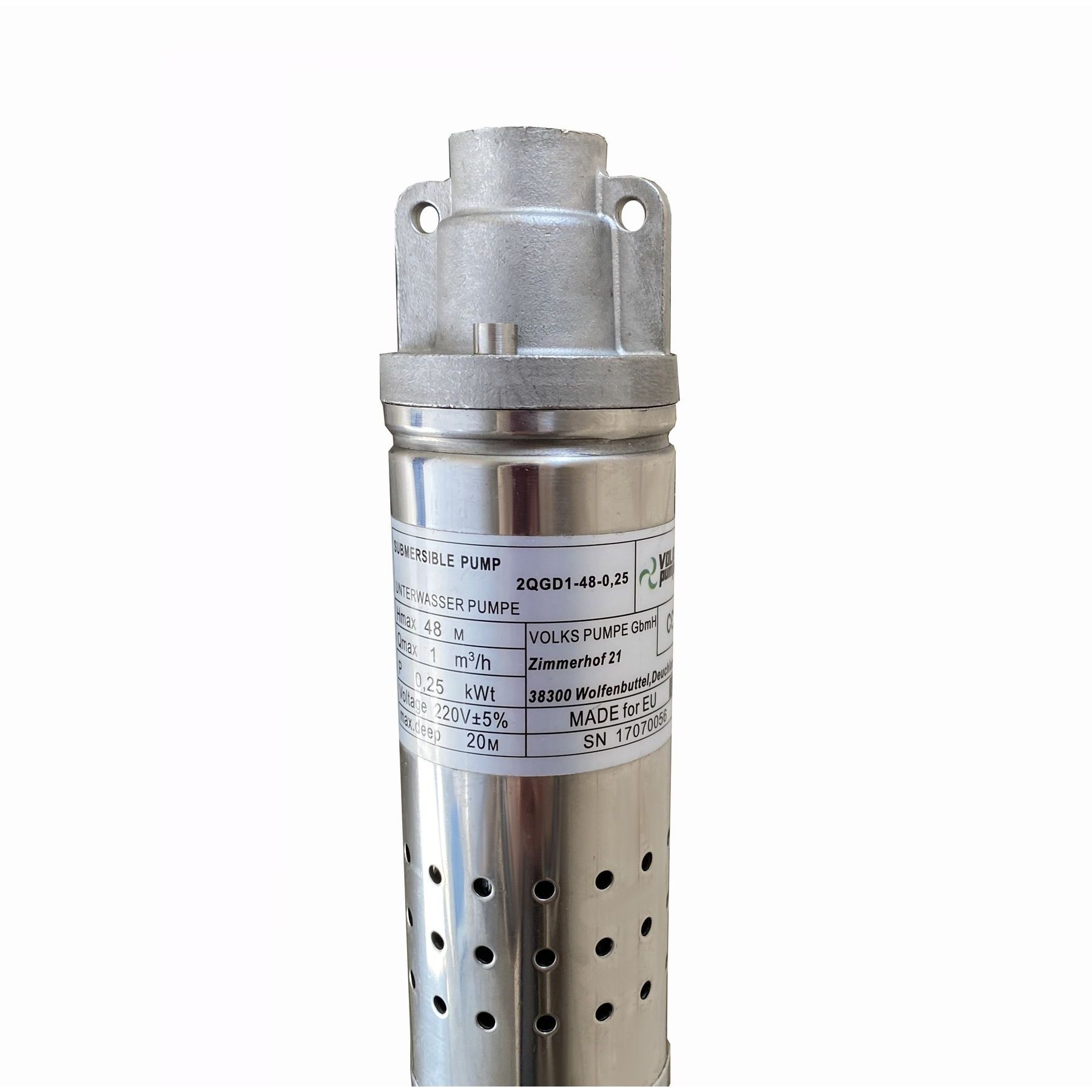 Насос свердловинний шнековий  VOLKS pumpe  2QGD 1-48-0,25кВт 2 дюйми! + кабель 15м в інтернет-магазині Yago