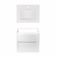 Комплект Qtap тумба підвісна Scorpio 600х585х460 мм White + раковина урізна Albatross New QT71SC43968