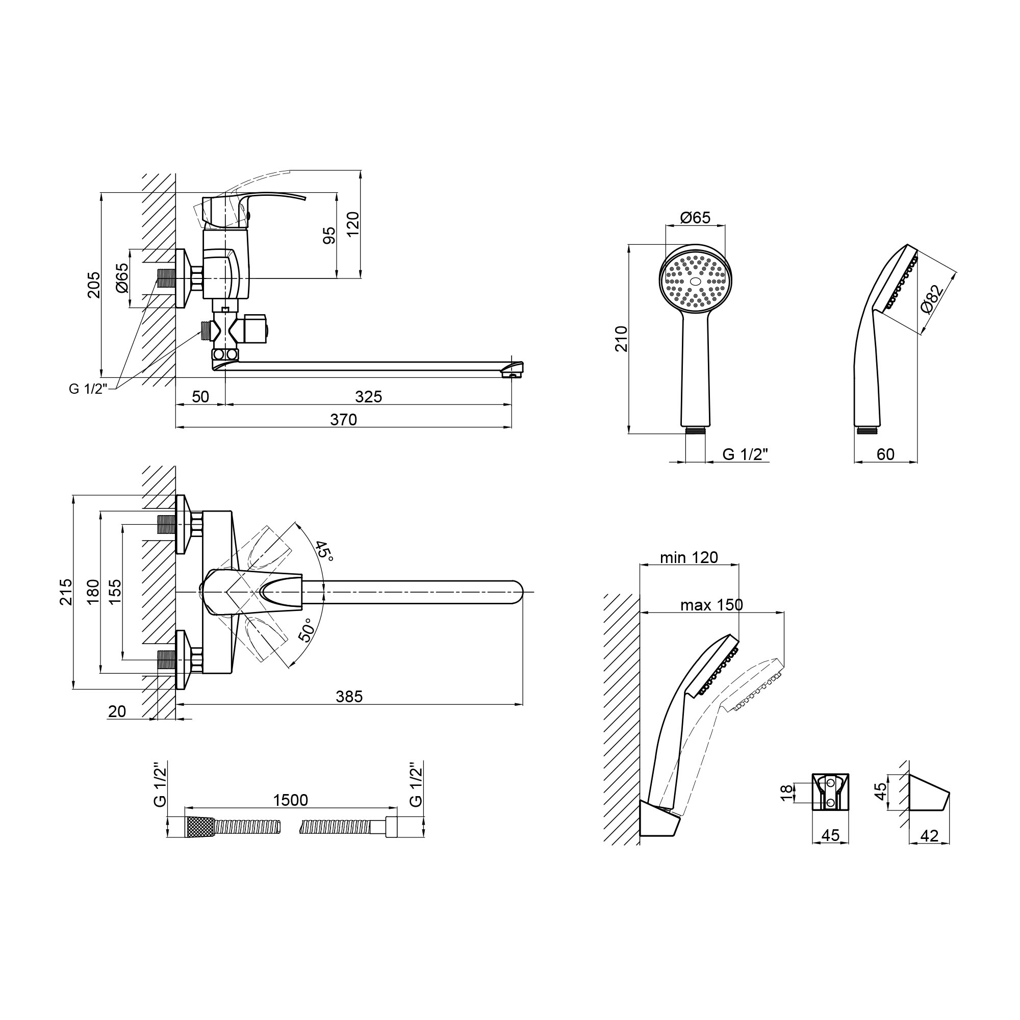Змішувач для ванни Lidz Anny 005C2 з поворотним виливом (з душовим гарнітуром) (k40) LDANN005C2CRM35102 Chrome