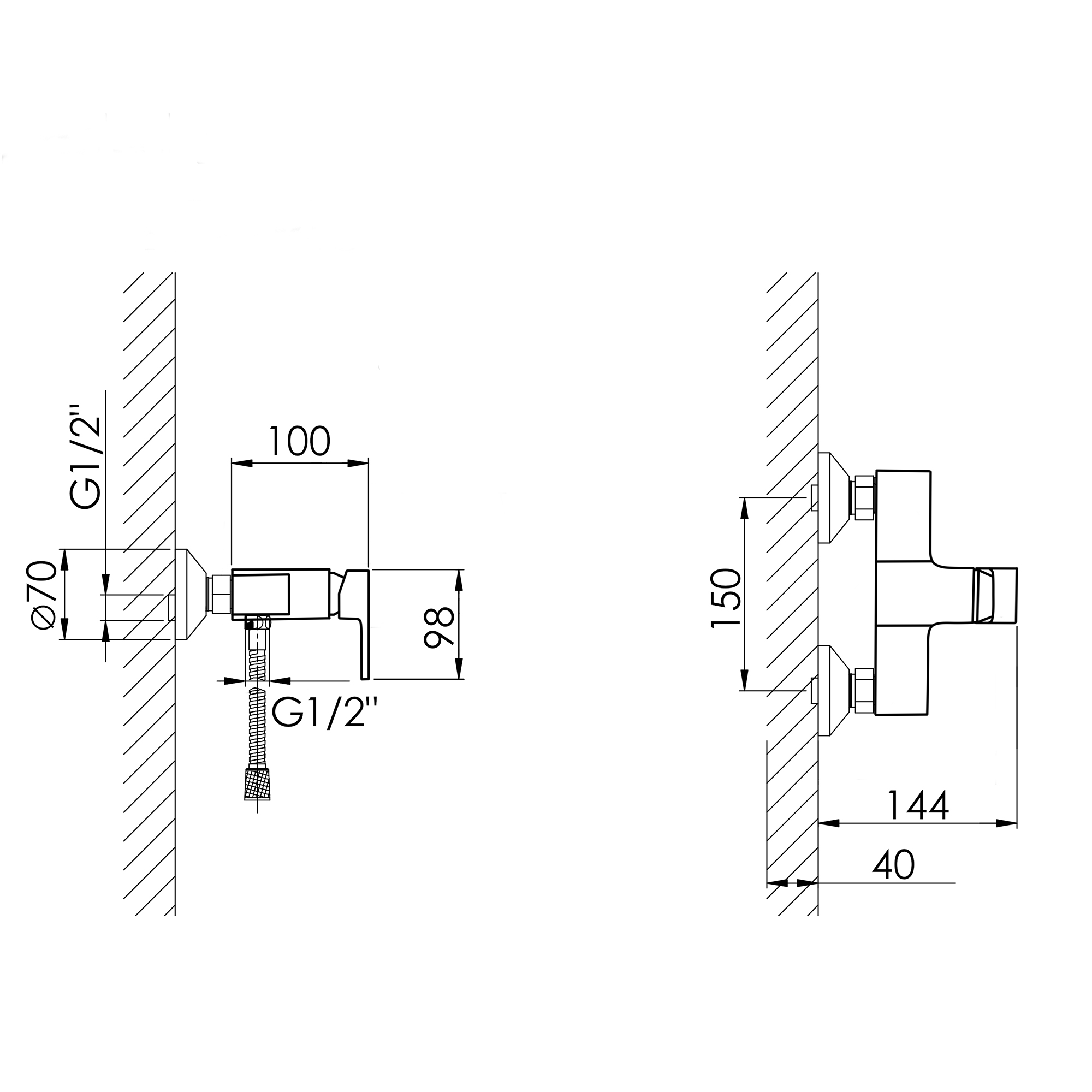 Змішувач для душу Lidz Wawel 010 (з душовим гарнітуром) (k40) LDWAW010CRM45390 Chrome