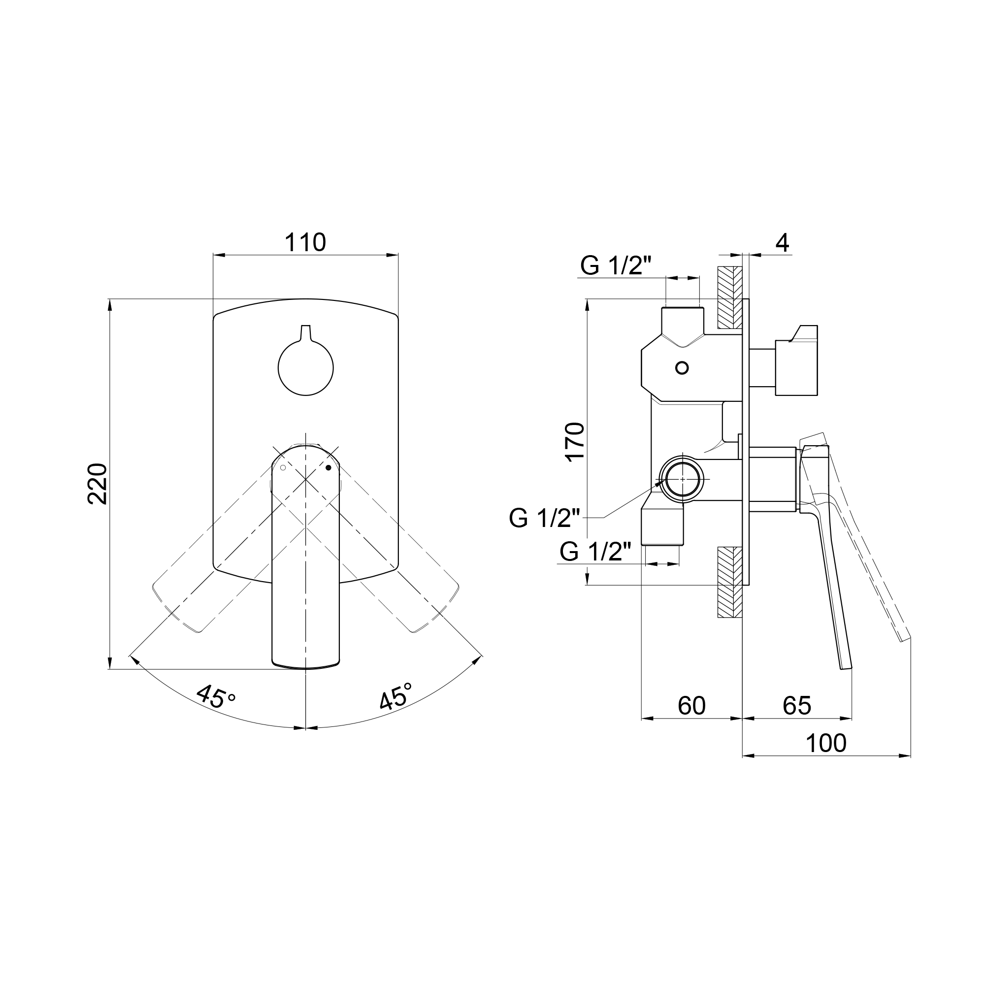 Змішувач для душу Qtap Slavonice прихованого монтажу на два споживача QTSLV6242103C Chrome