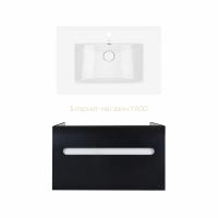 Комплект Qtap тумба підвісна Virgo 700х580х437 мм Black/White + раковина урізна Albatross QT71V44062