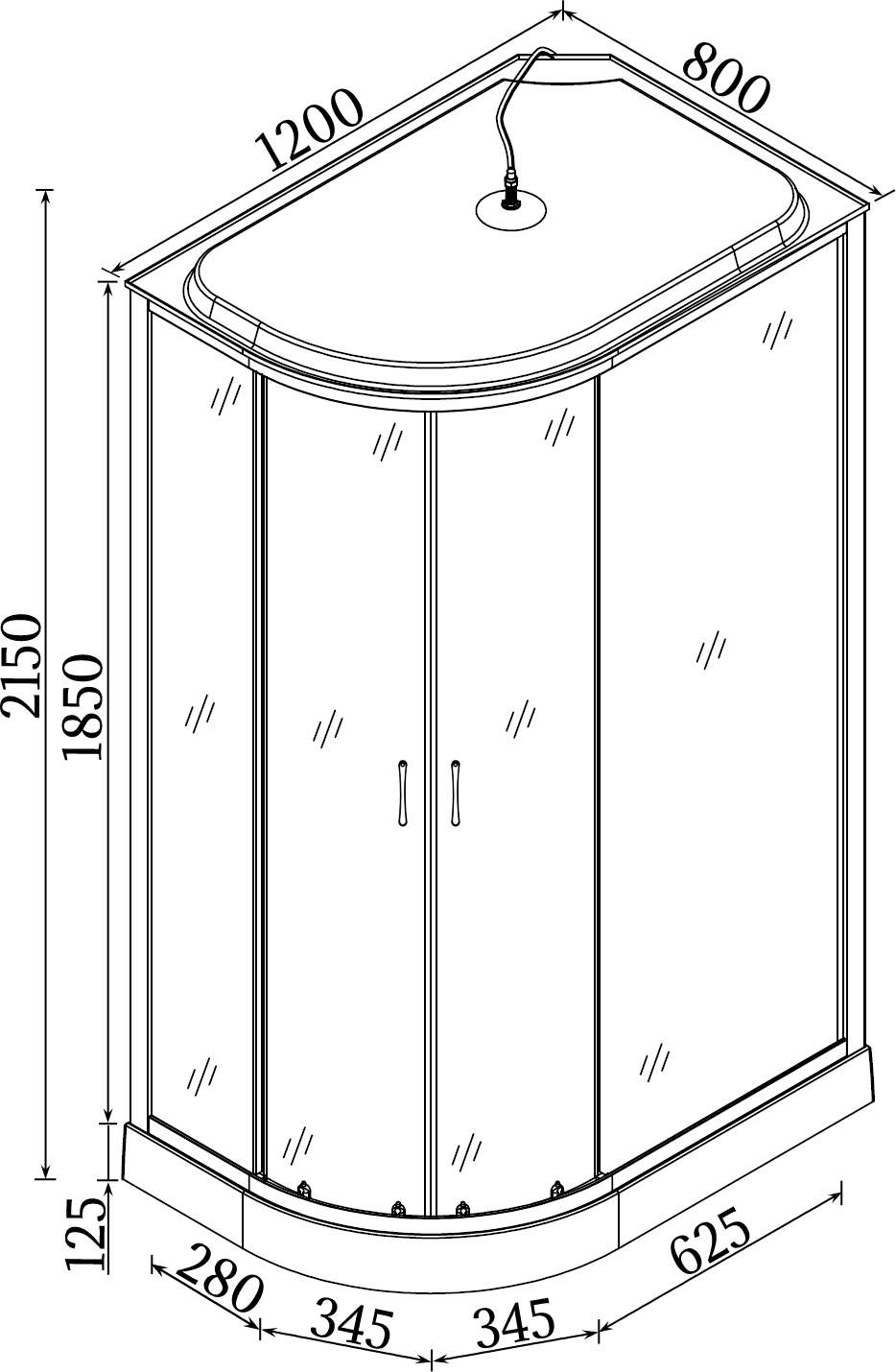 Душовий бокс BRAVO REGA L120BL (3уп.)