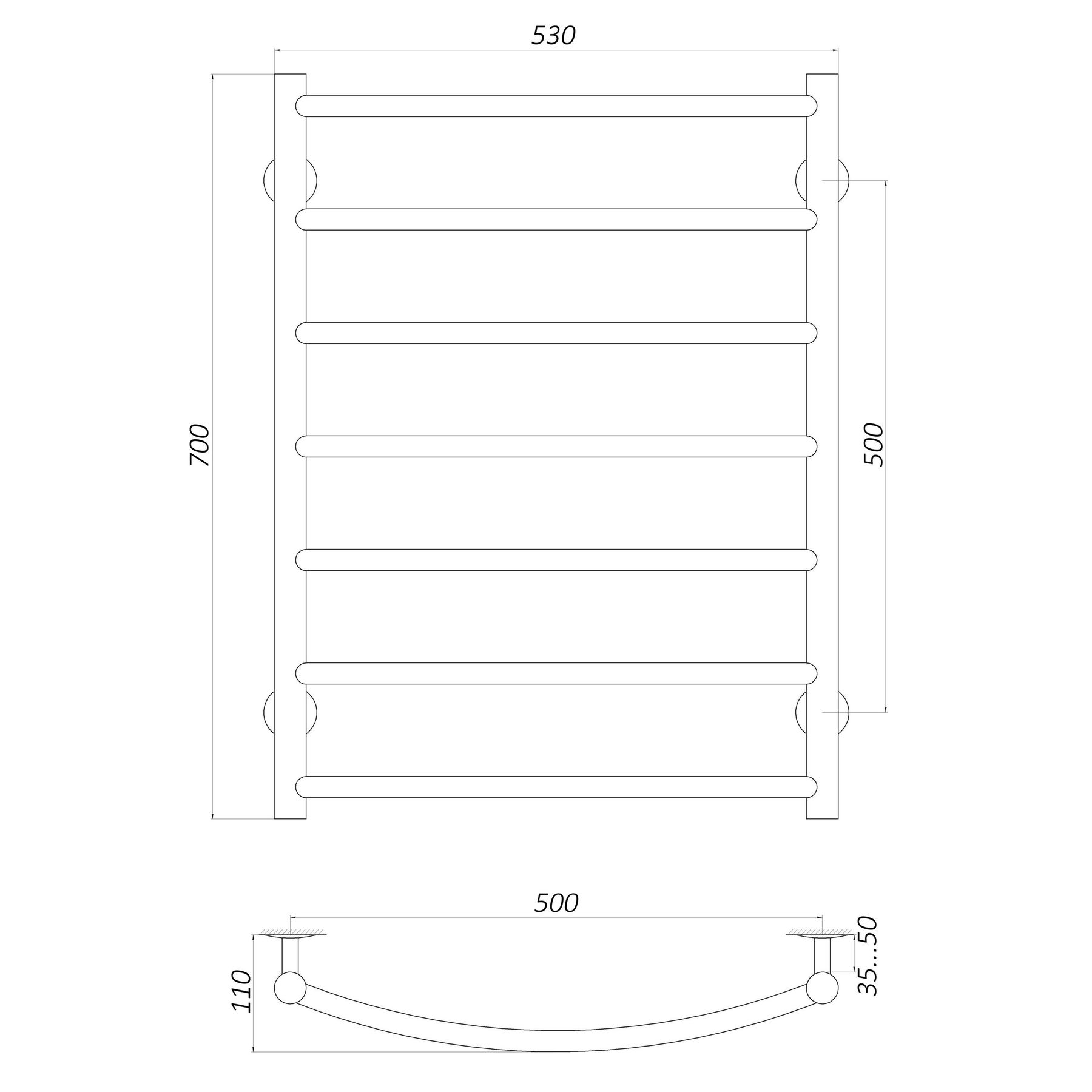 Рушникосушарка UNIO LD W 700-500-7 Драбинка Дуга вода в інтернет-магазині Yago