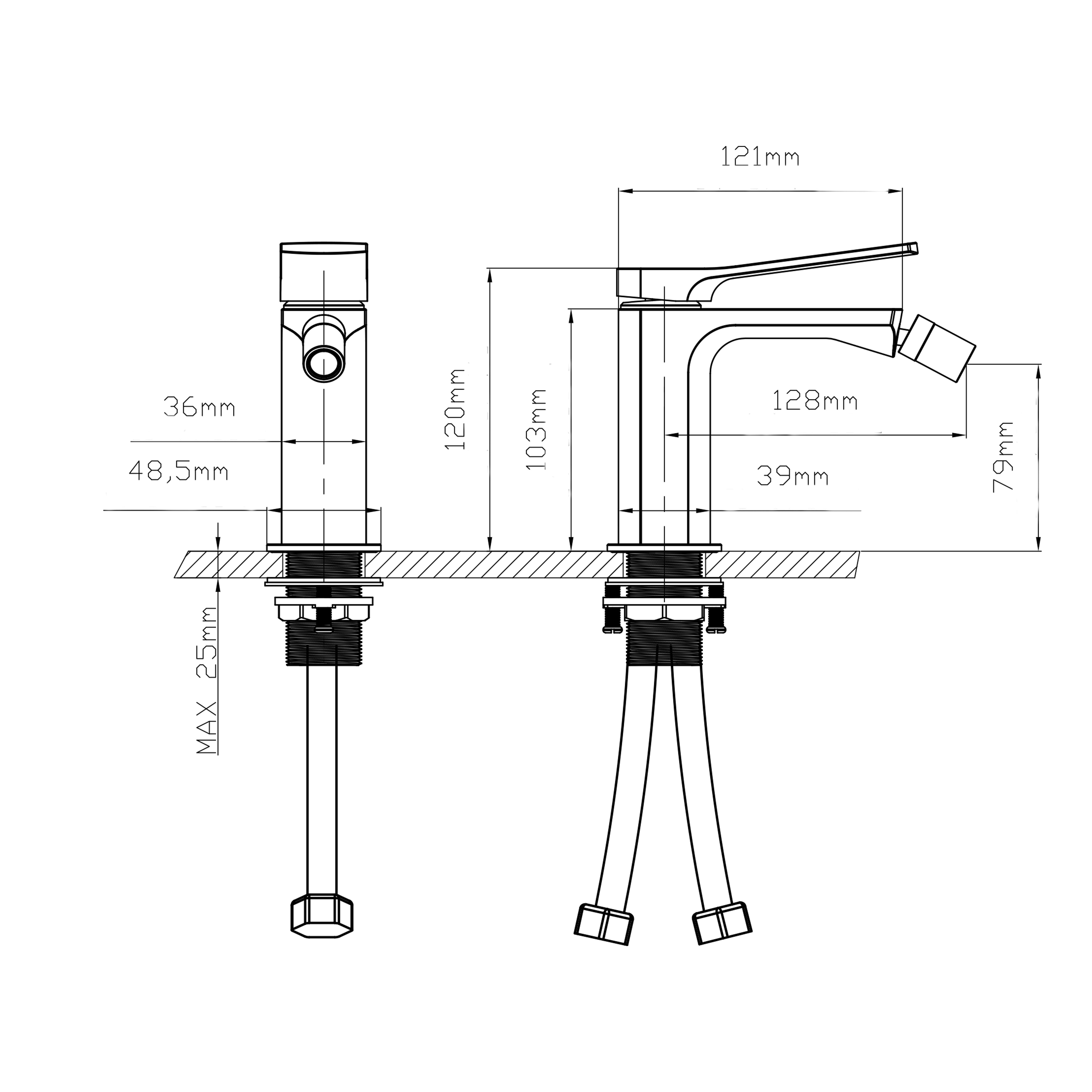 Змішувач для біде Qtap Slavonice QTSLA255BLM45922 Black Matt