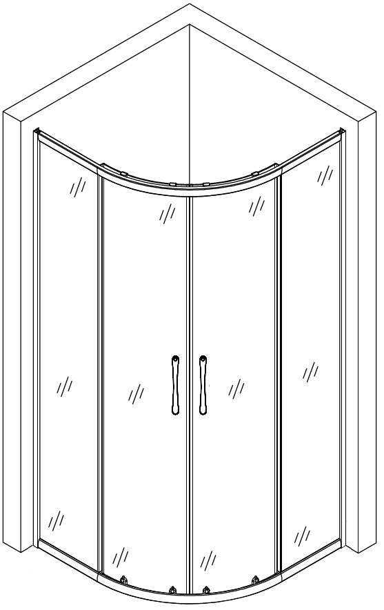Душова кабіна BRAVO WISLA N90 БЕЗ піддона (1уп.)
