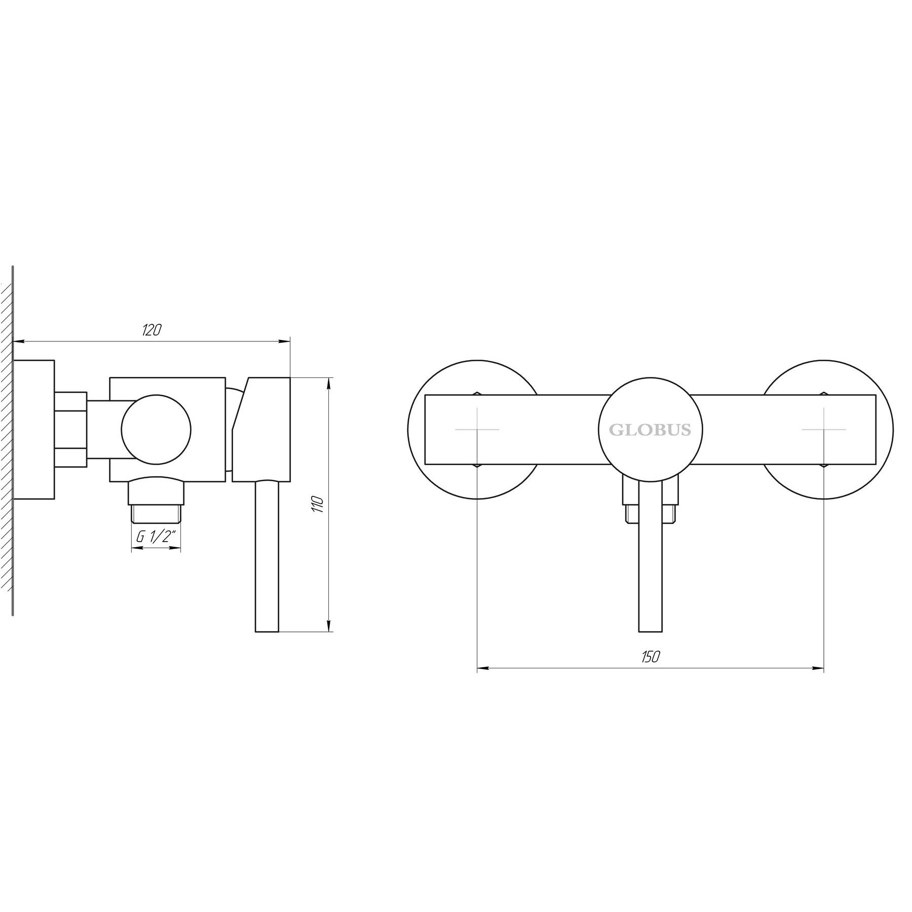 Змішувач для душу Globus Lux ALPEN SBT1-105