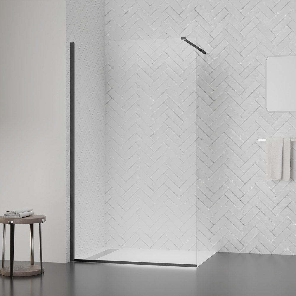 Душова перегородка Qtap Walk-In Standard BLM2011.C8 100х200 см, скло Clear 8 мм, покриття CalcLess