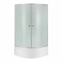 Душова кабіна Latwa SC90x90.SAT.HIGH.FR полукругла, скло Frost 4 мм + Душовий піддон KAPIELKA ST90x90x41, з панеллю Lidz
