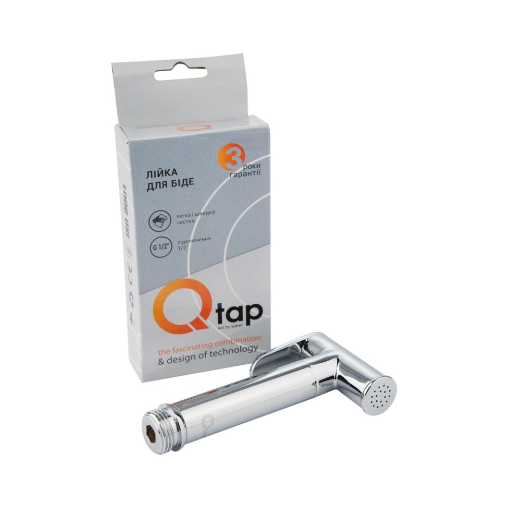 Лійка для гігієнічного душу Qtap Rucni округла QTCRMB020 Chrome (Bidet)