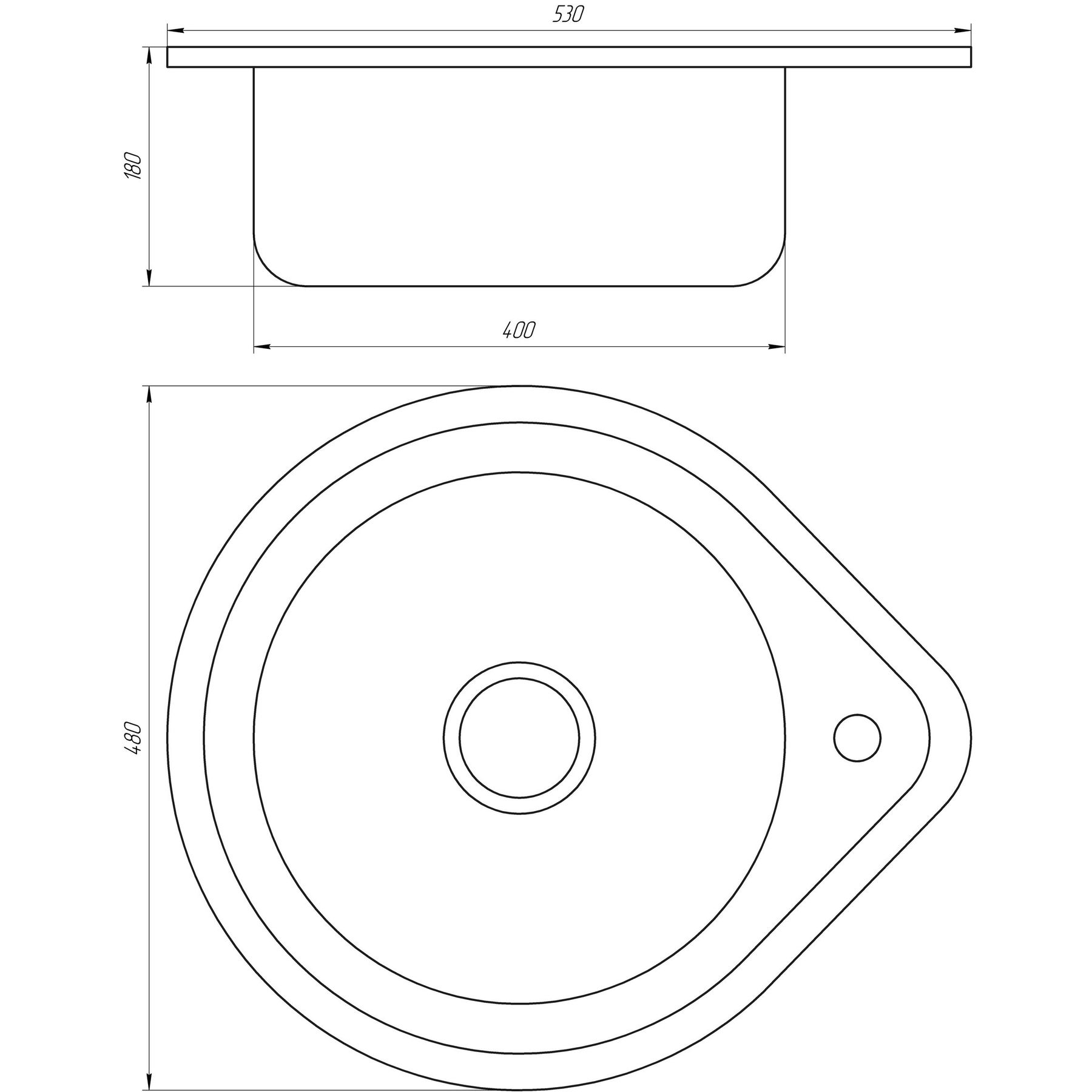 Мийка кухонна врiзна кругла 530х180 Polish MR 530 P Mira