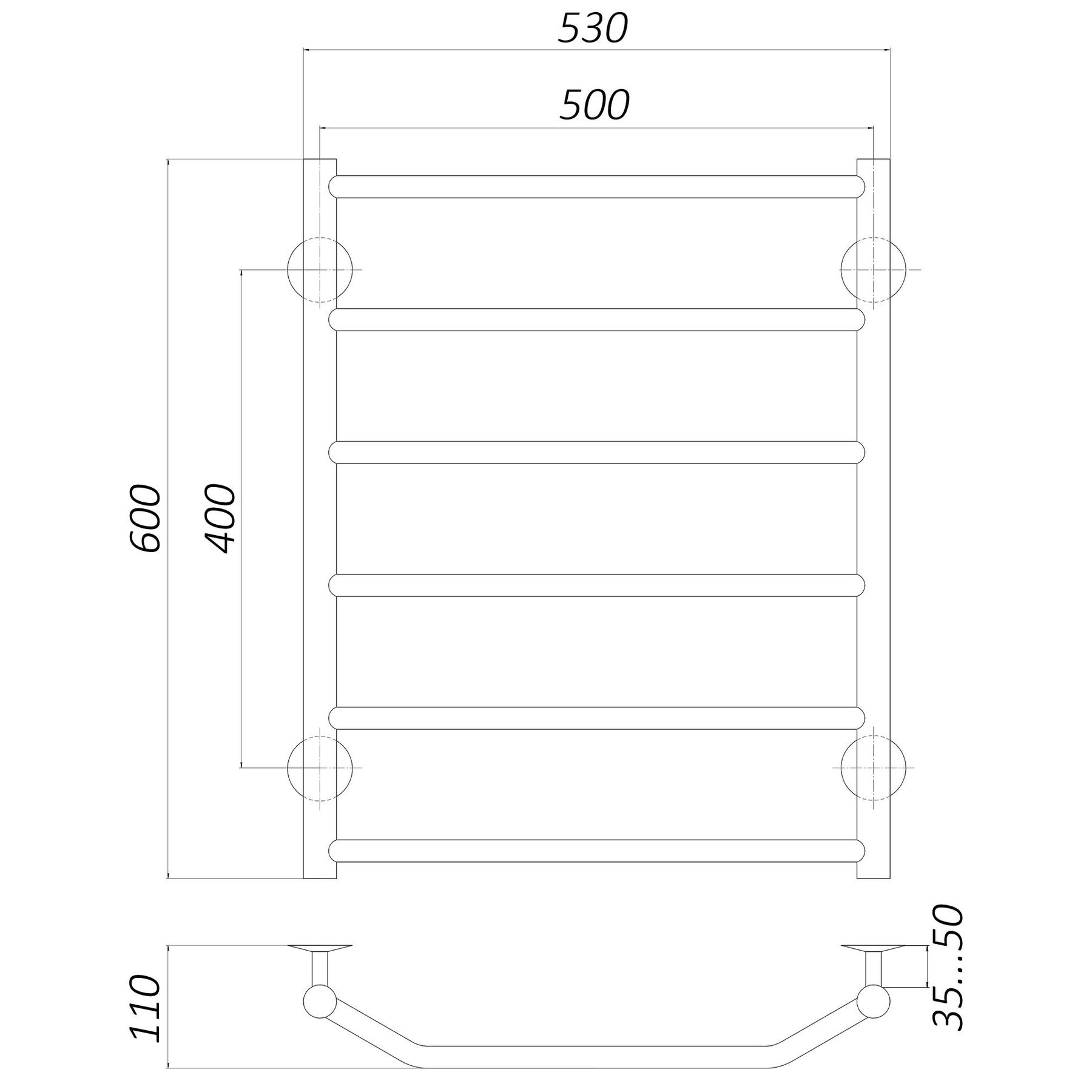 Рушникосушарка UNIO LT W 600-500-6 Драбинка Трапеція вода в інтернет-магазині Yago