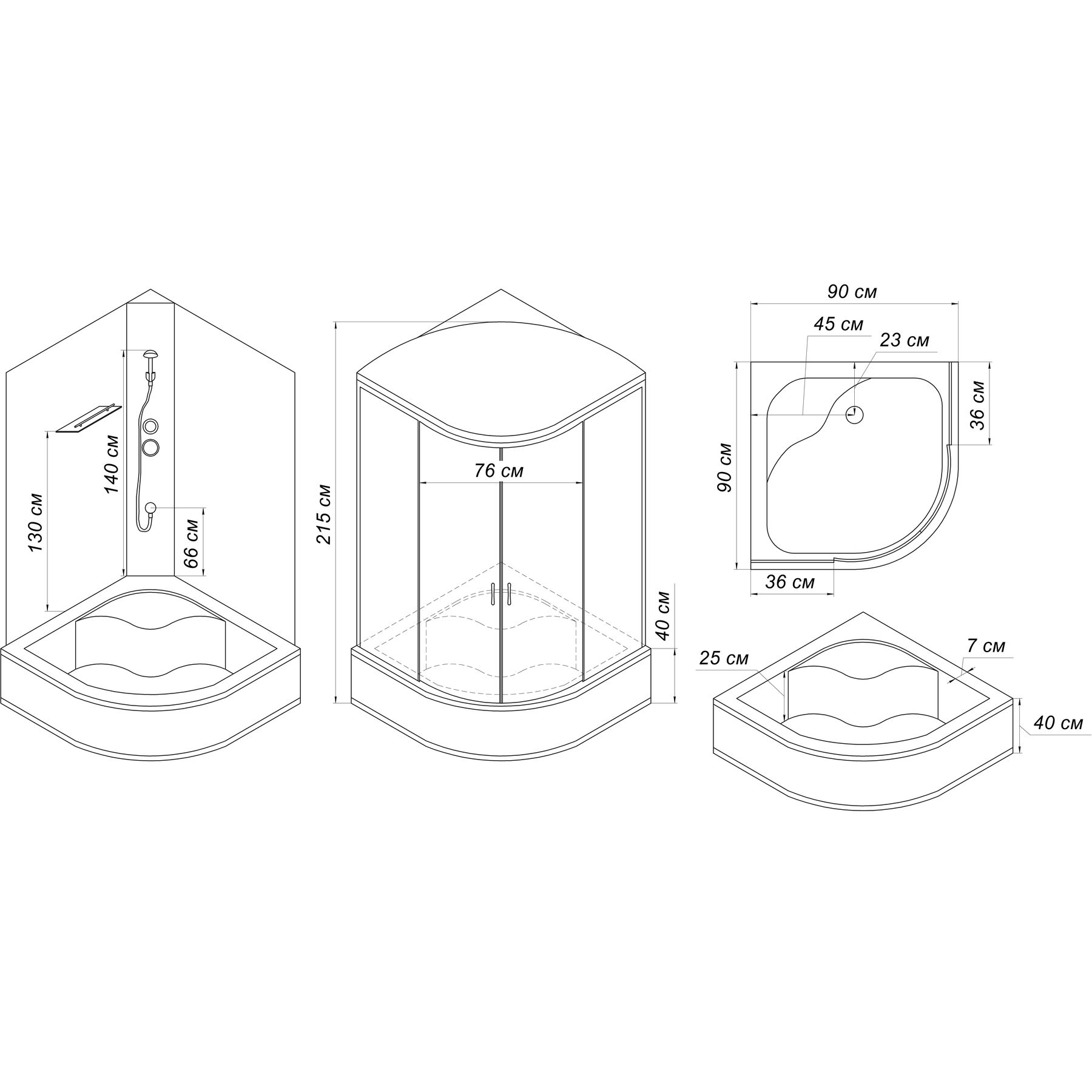 Душовий бокс BRAVO BUG H90FT (3уп.)