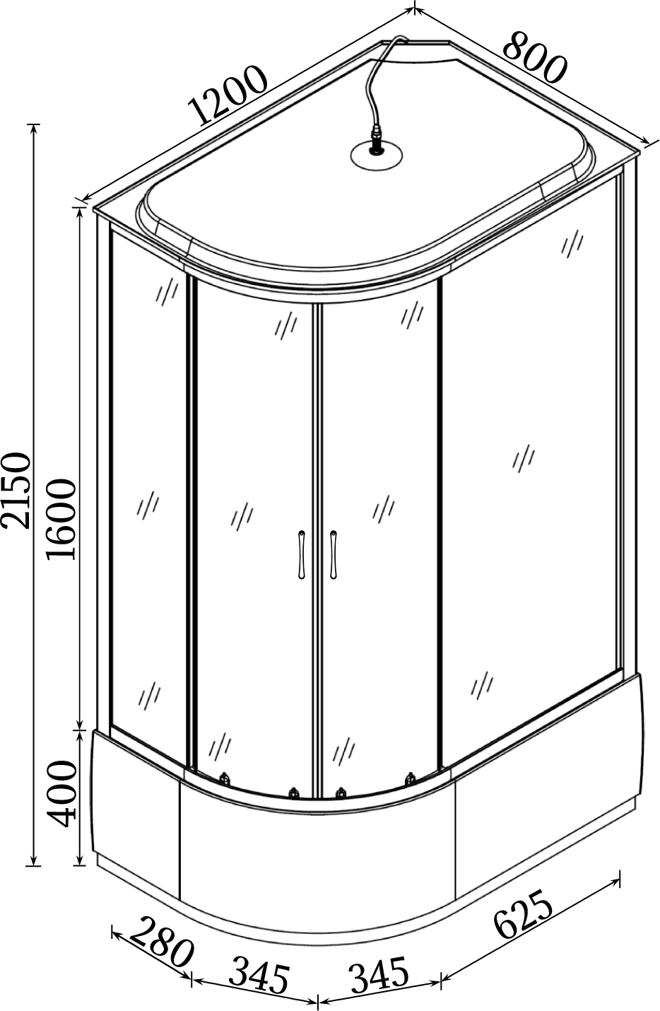 Душовий бокс BRAVO OBRA H120BL (3уп.)