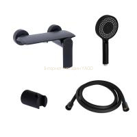 Комплект Qtap Slavonice Black Matt: Змішувач  QTROB4060102B + Тримач QT829910842854OB + Шланг QTHADPVCSQ160B + Лійка QTRUC125BLM45951