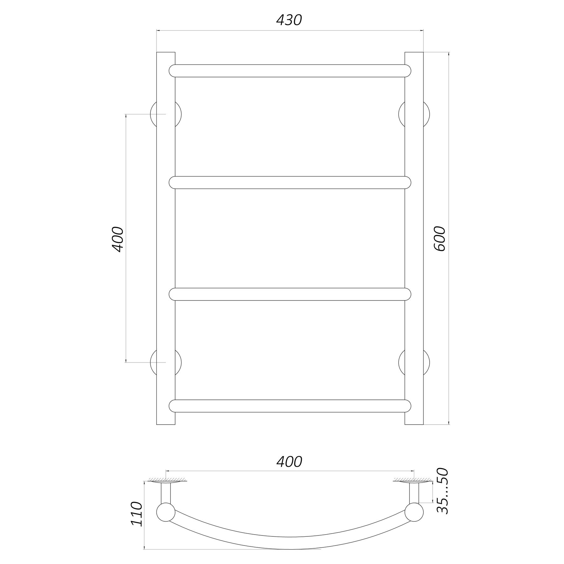 Рушникосушарка UNIO LD W 600-400-4 Драбинка Дуга вода в інтернет-магазині Yago