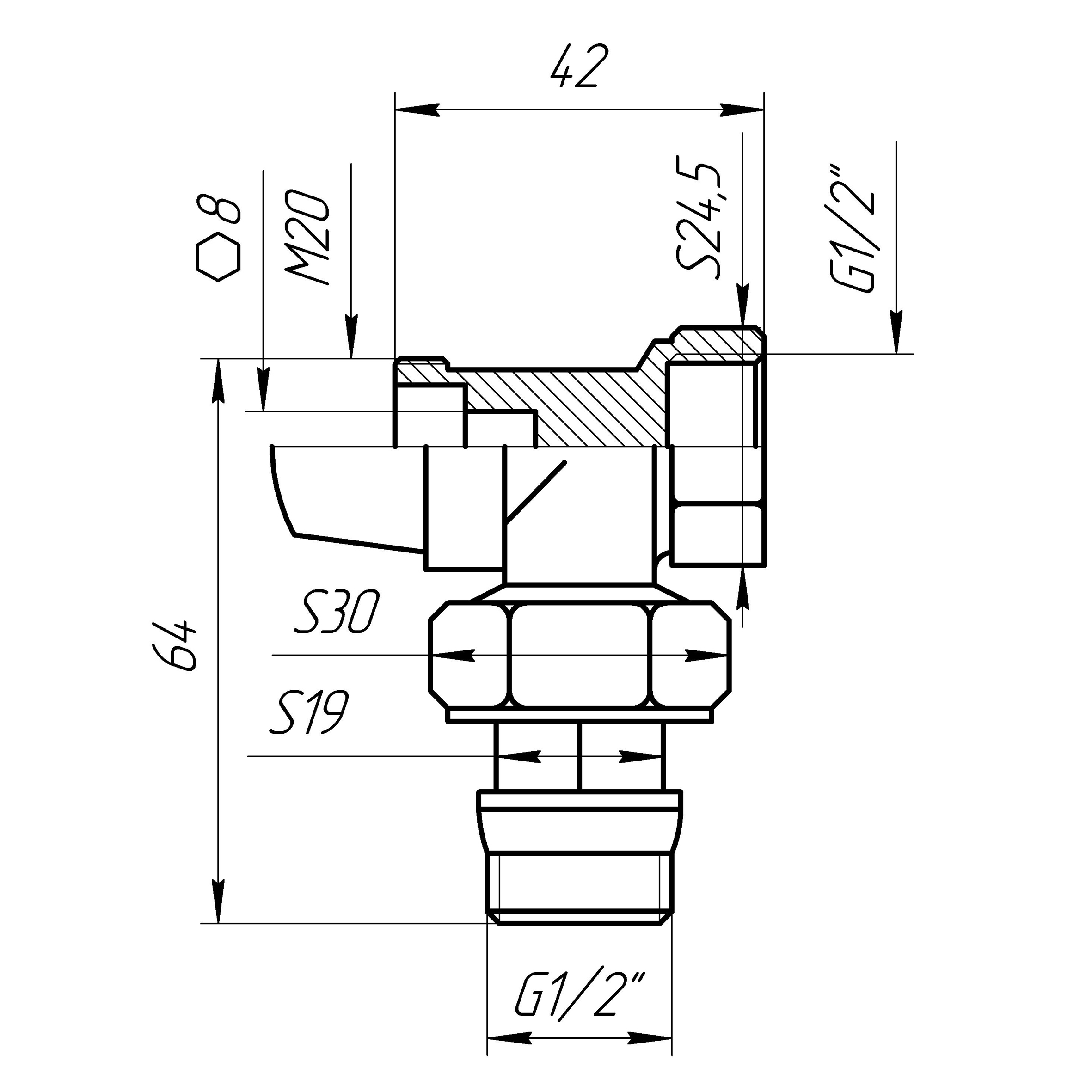 Кран радіаторний кутовий Q PROFESSIONAL  1/2″ NV-QP5017 під термоголовку з ущільнювачем в інтернет-магазині Yago