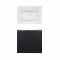 Комплект Qtap тумба підвісна Tern 600х580х437 мм Matt Black + раковина урізна Albatross E QT71TE44118