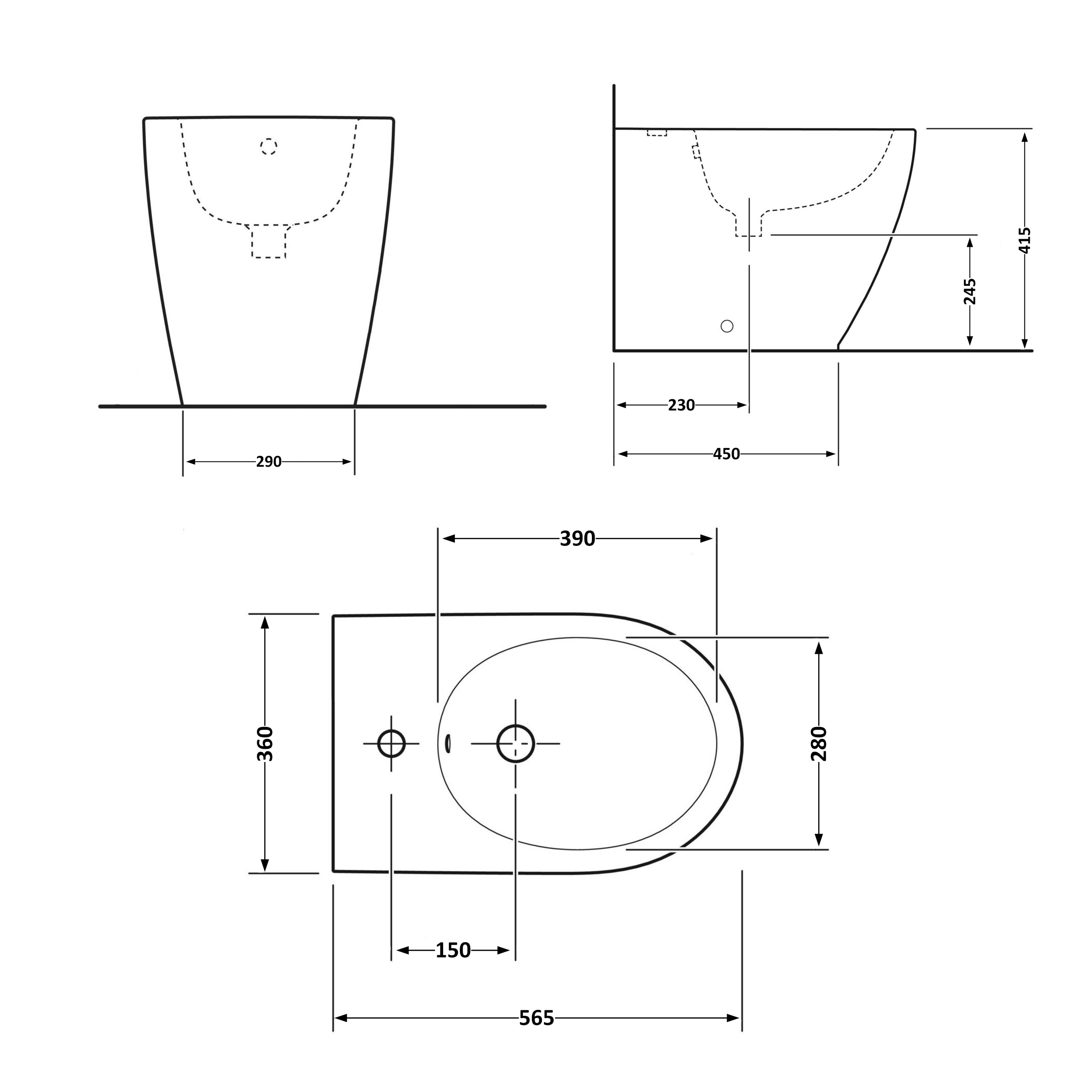 Біде підлогове Qtap Scorpio 565x355x410 White QT14441380W
