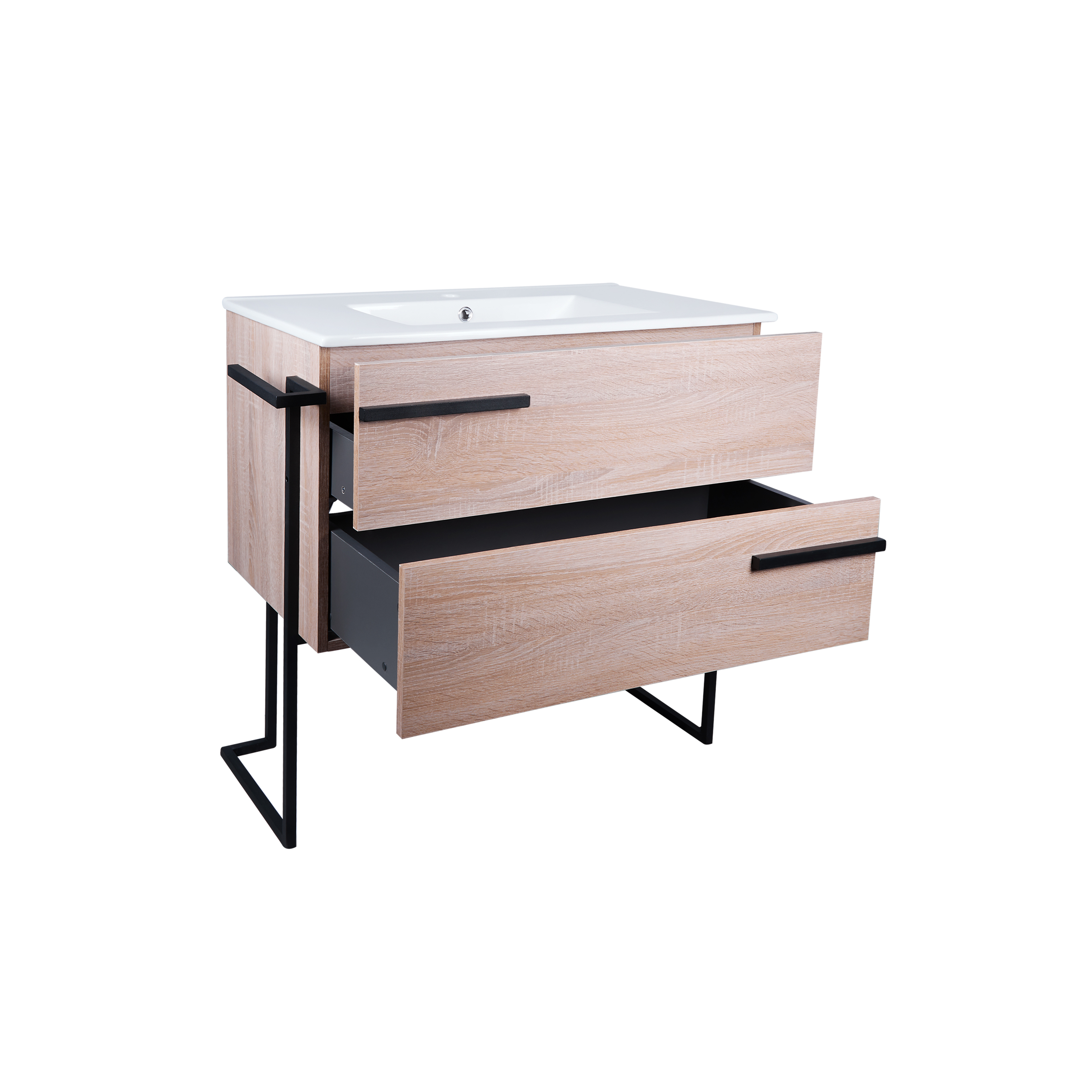 Комплект Qtap Taurus 800х800х437 Whitish oak тумба підлогова + раковина урізна QT2471TNT803WO