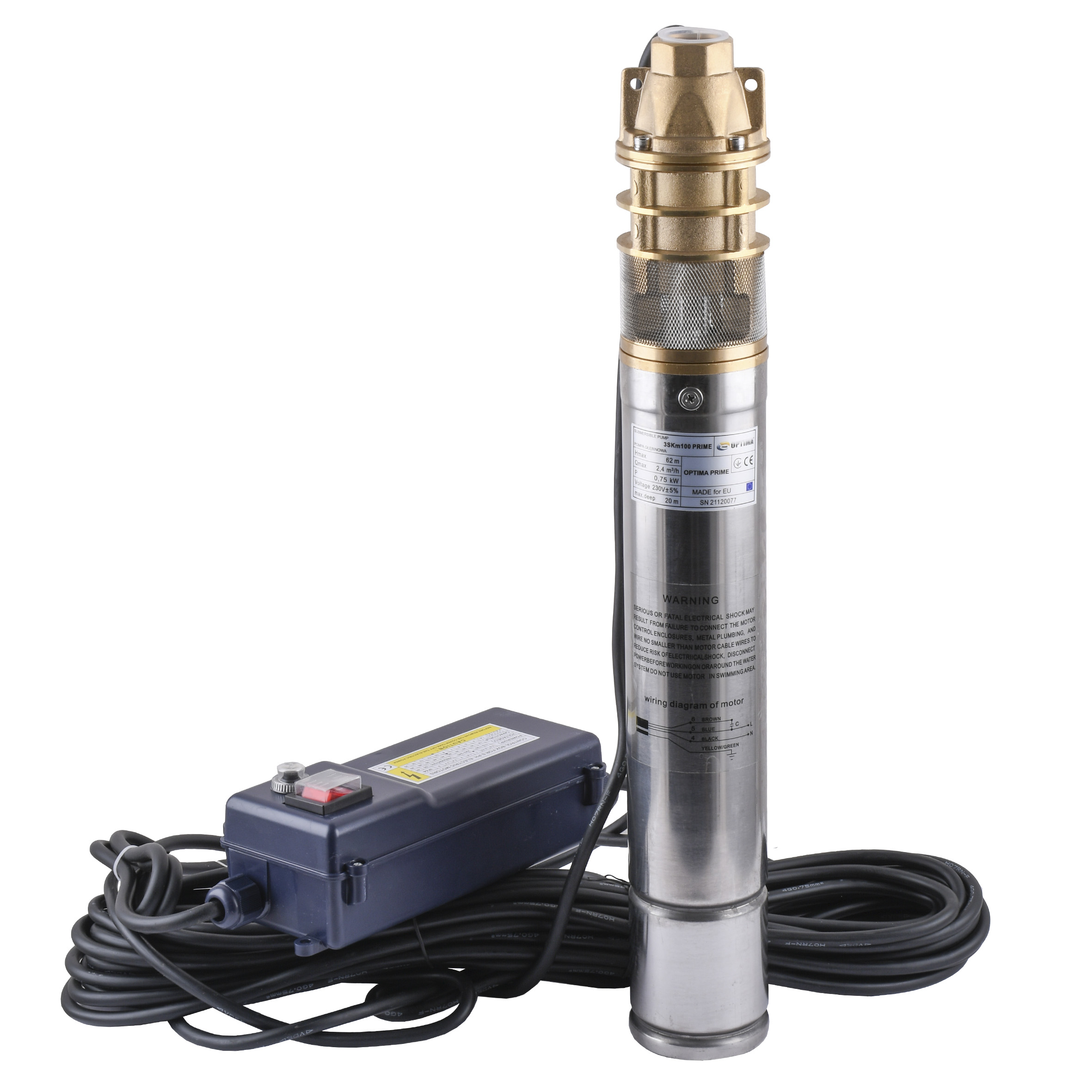 Насос свердловинний вихровий OPTIMA 3SKm100 PRIME 0.75кВт + кабель 20м+ пульт в інтернет-магазині Yago