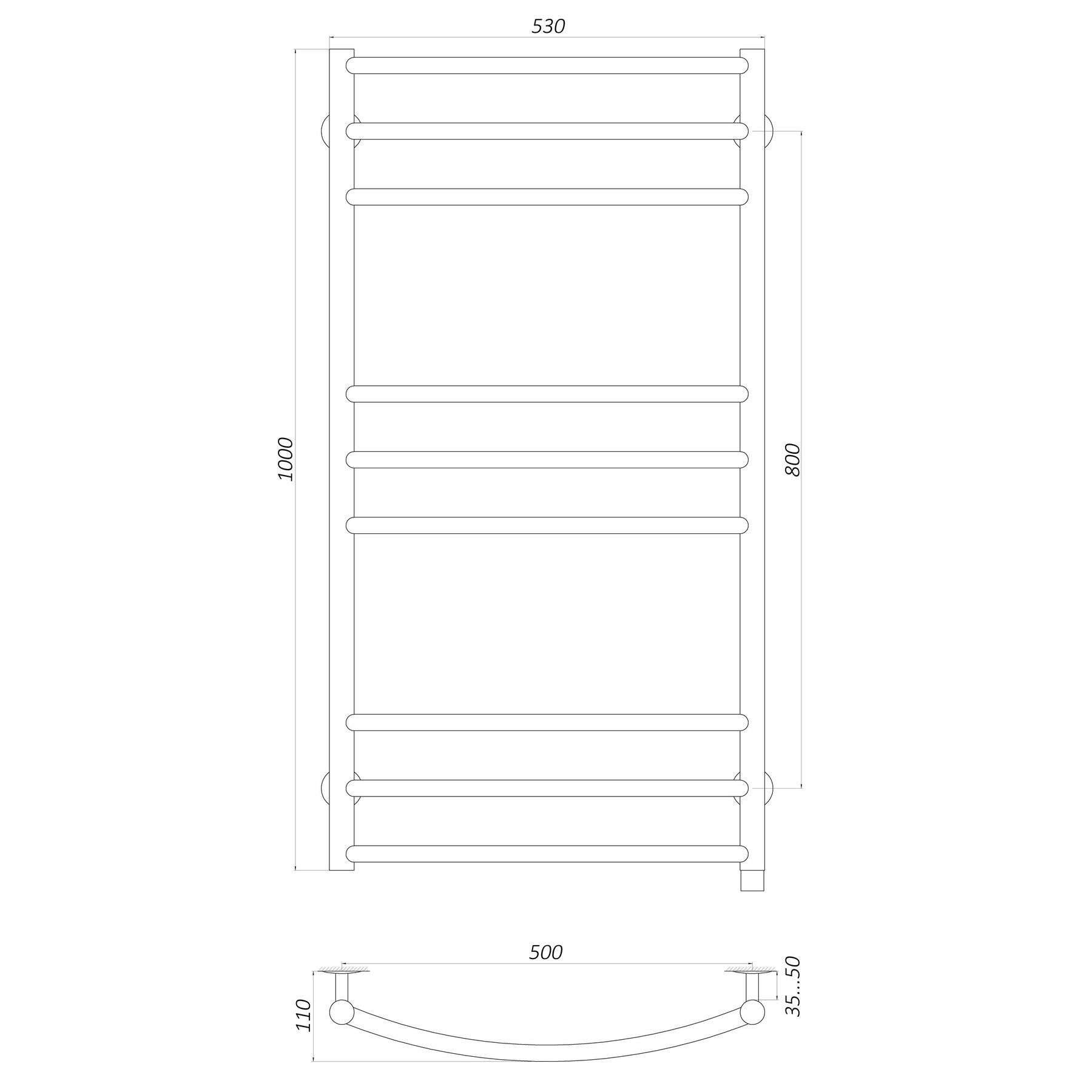 Рушникосушарка UNIO LDE EL 1000-500-9 BLK Драбинка Дуга Еліт електро чорна в інтернет-магазині Yago