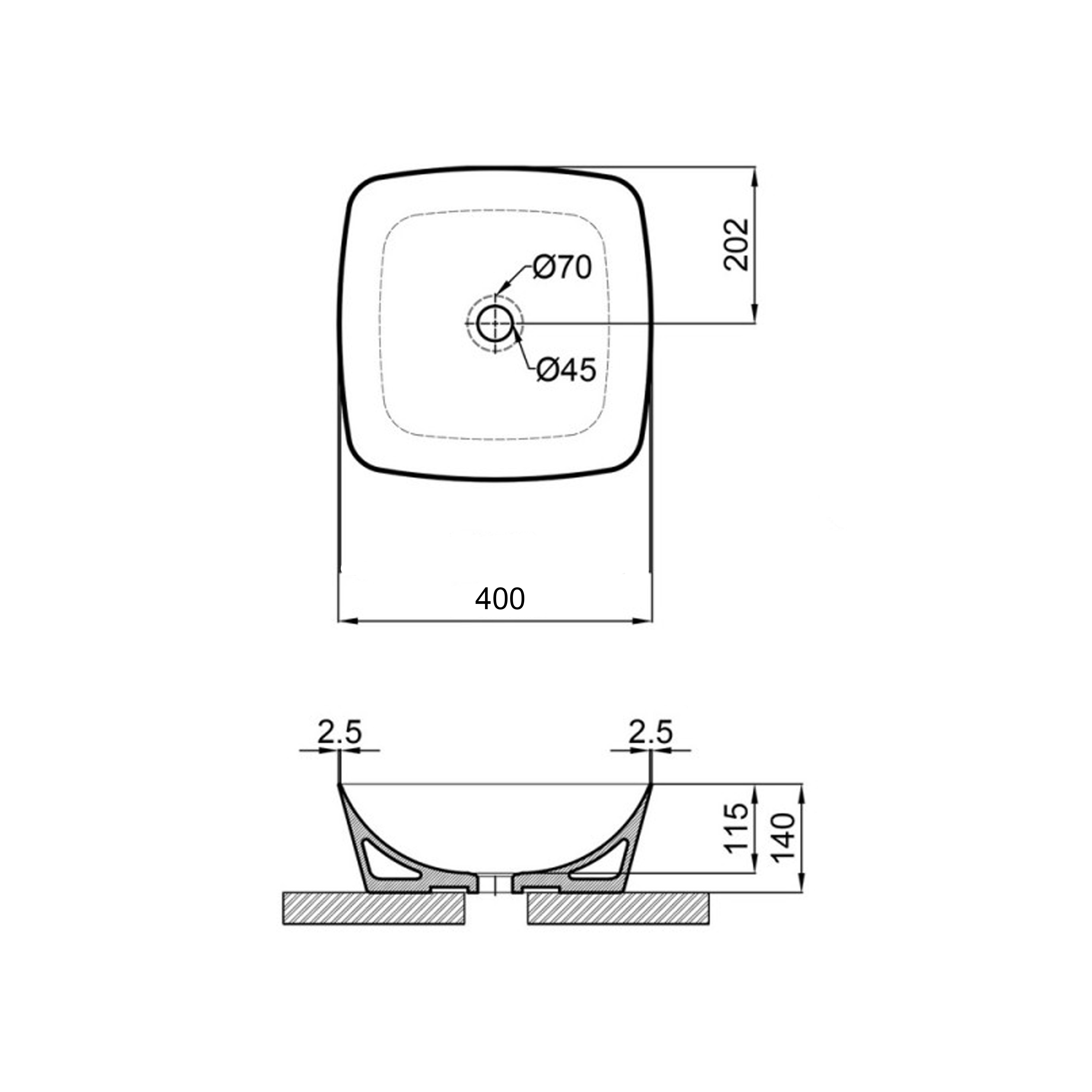 Раковина-чаша Qtap Kolibri 400х400х140 мм White QT10116303W