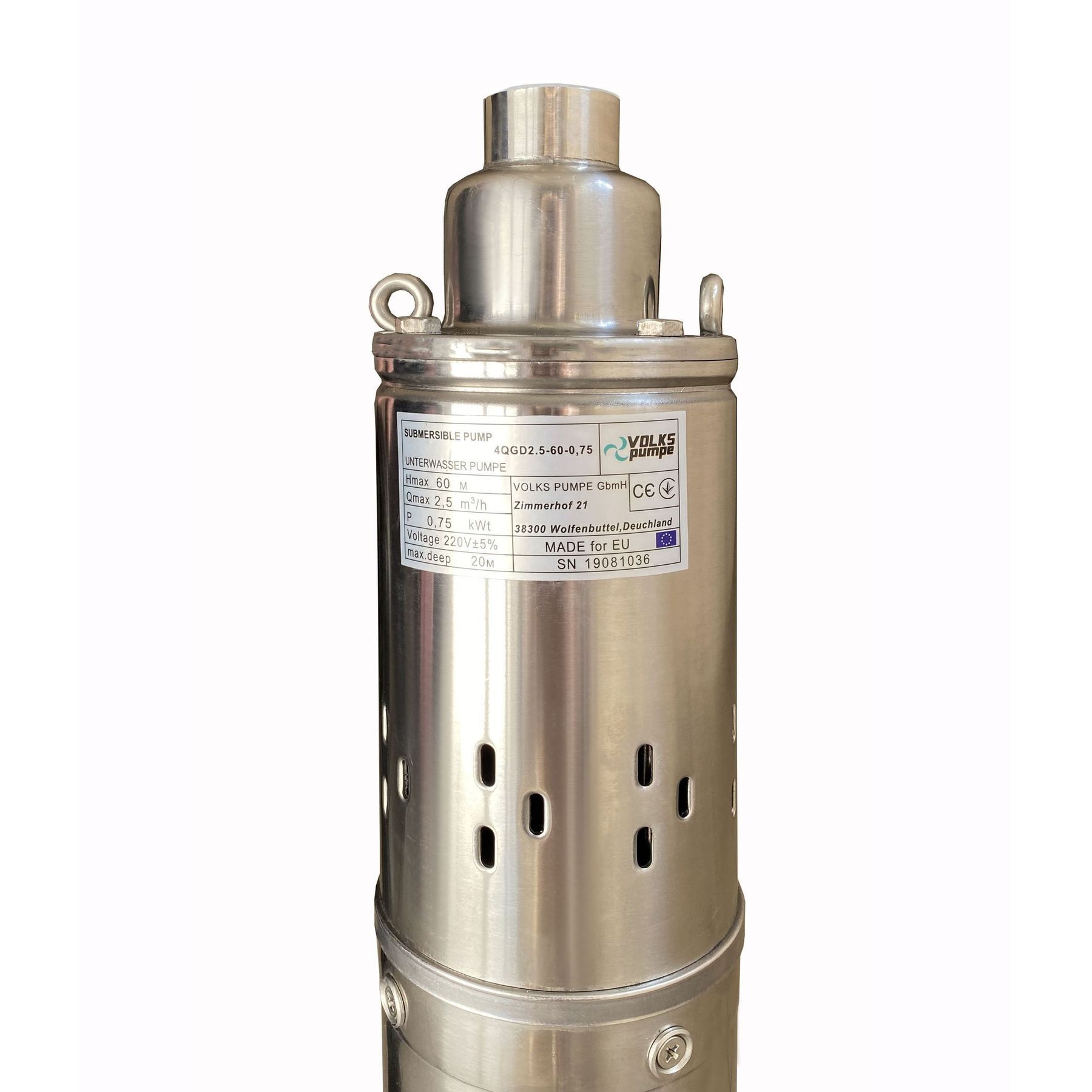 Насос свердловинний шнековий VOLKS pumpe 4QGD 2,5-60-0,75кВт 4 дюйми +кабель 15м в інтернет-магазині Yago