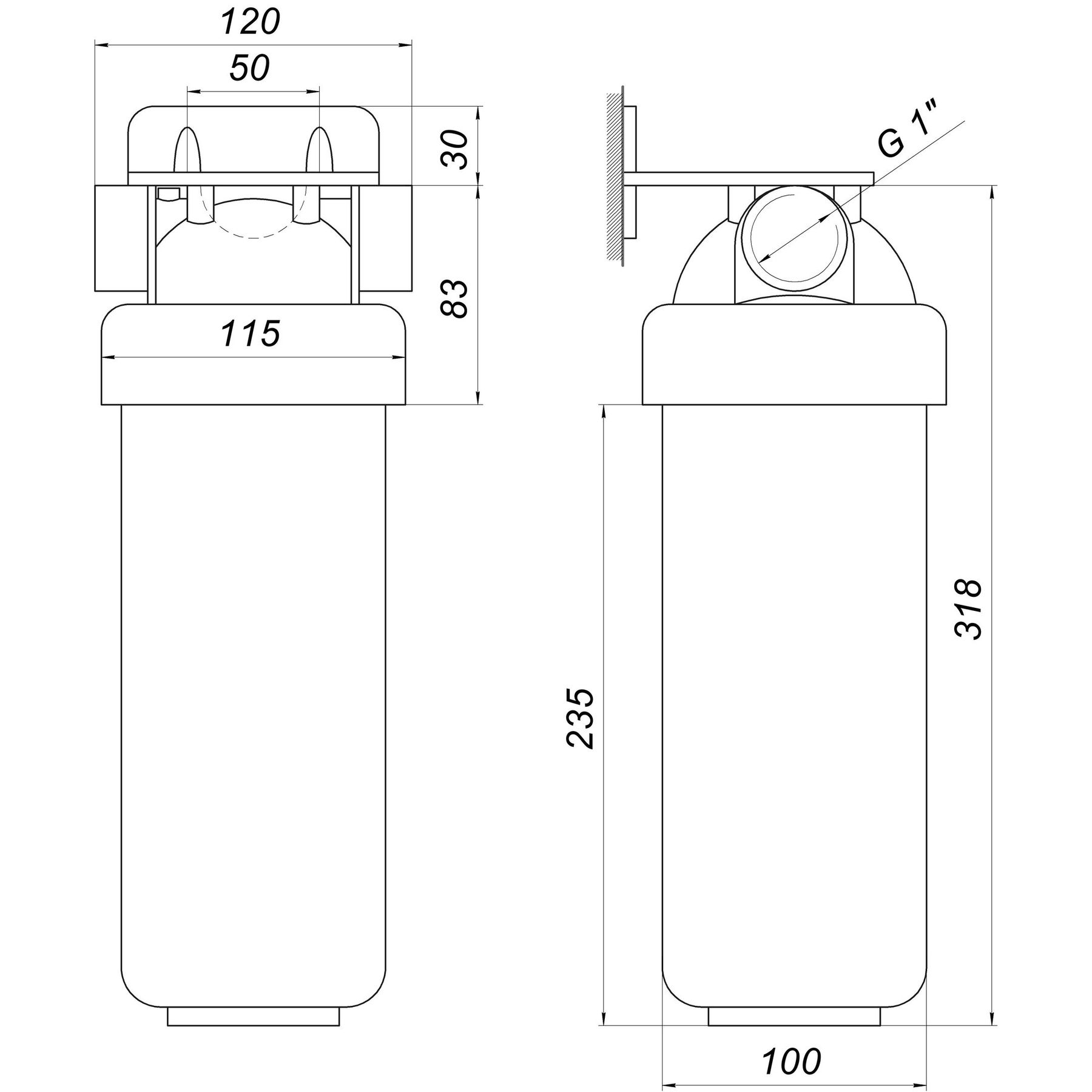 Фільтр-колба 2-х комп.+ Коробка, БЕЗ картриджа, OasisPro BSL2, 1″ в інтернет-магазині Yago