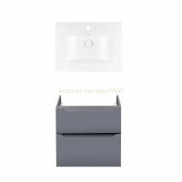 Комплект Qtap тумба підвісна Scorpio 600х585х460 мм Graphite + раковина урізна Albatross QT71SC43977