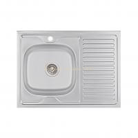 Кухонна мийка Lidz 6080-L 0,6 мм Satin (LIDZ6080L06SAT)