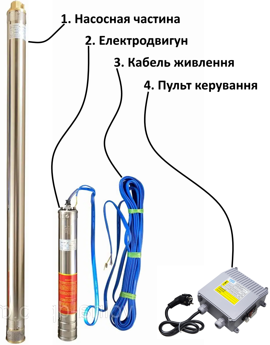 Насос свердловинний з підв. стійк. до піску OPTIMA  4SDm3/11 0.75 кВт 80м + пульт+кабель 1,5м NEW в інтернет-магазині Yago