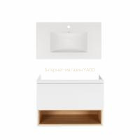 Комплект Qtap тумба підвісна Robin 800х580х437 мм White/Whitish oak + раковина урізна Albatross New QT71RO44040