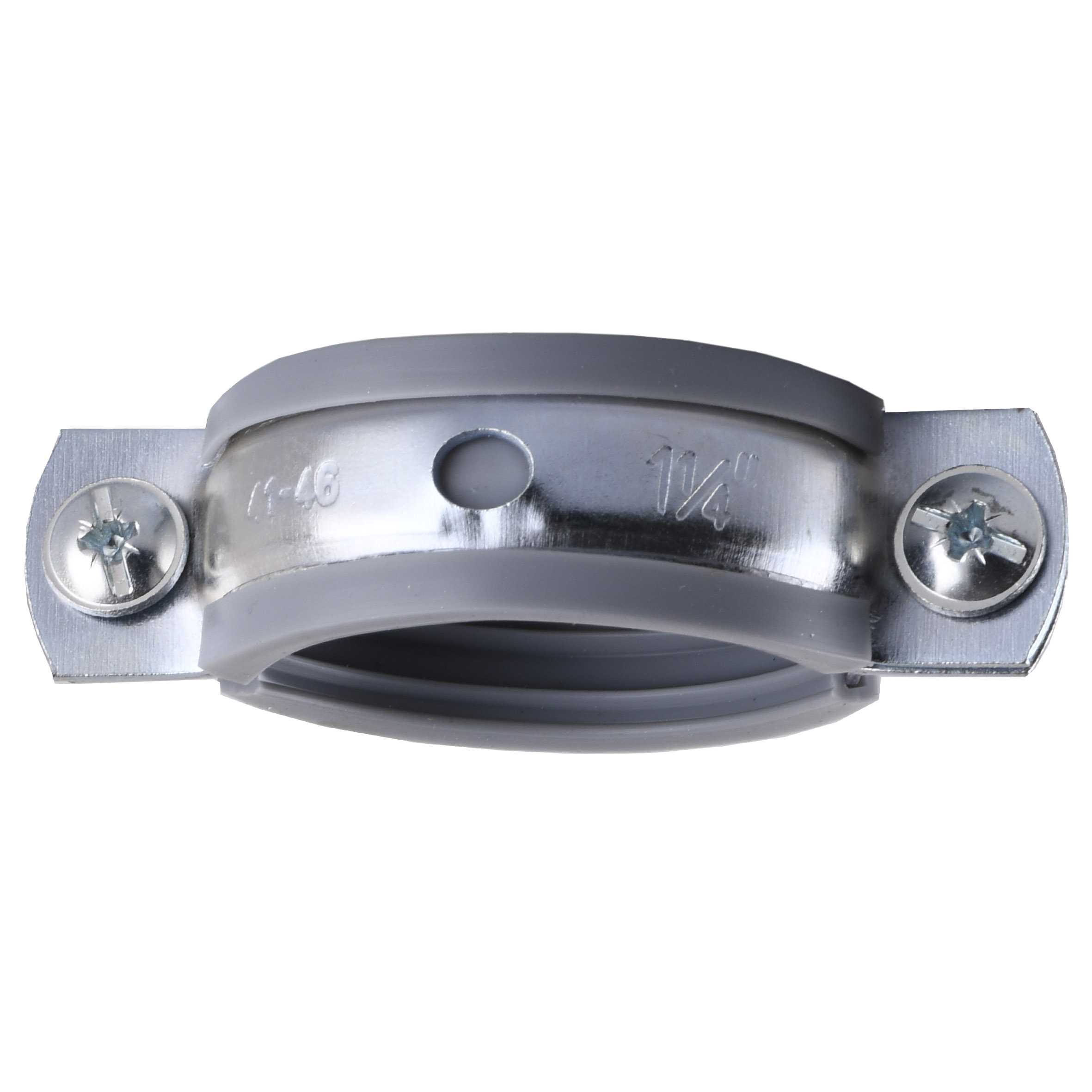 Хомут в зборi CR  1  1/4″ (42-47мм) з гвинтом-шурупом 8*80 та дюбелем в уп., сірий в інтернет-магазині Yago