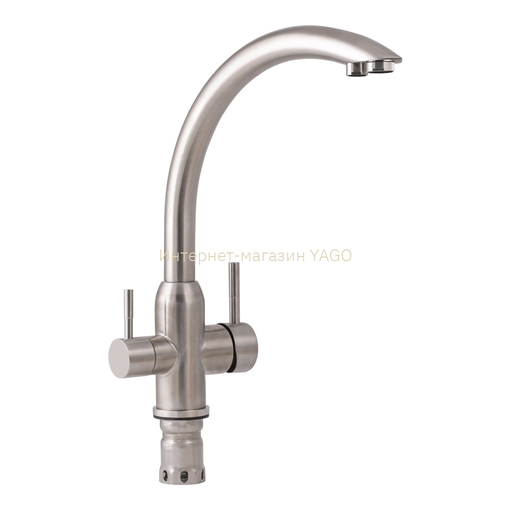 Змішувач кухоний Lidz Aria 020F2 з підключенням для питної води (k35) Nickel