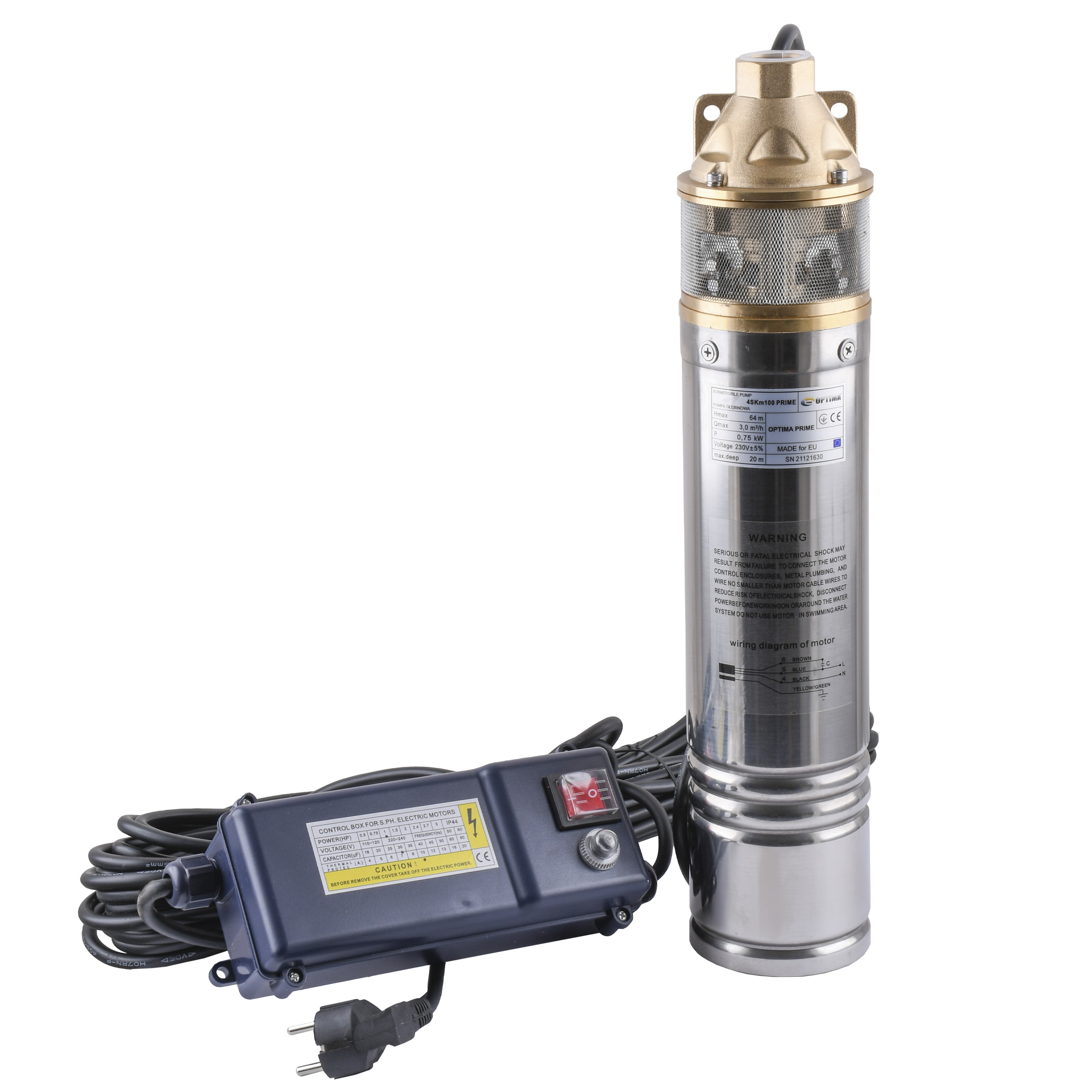 Насос свердловинний вихровий OPTIMA 4SKm100 PRIME 0.75кВт + кабель 20м+пульт в інтернет-магазині Yago