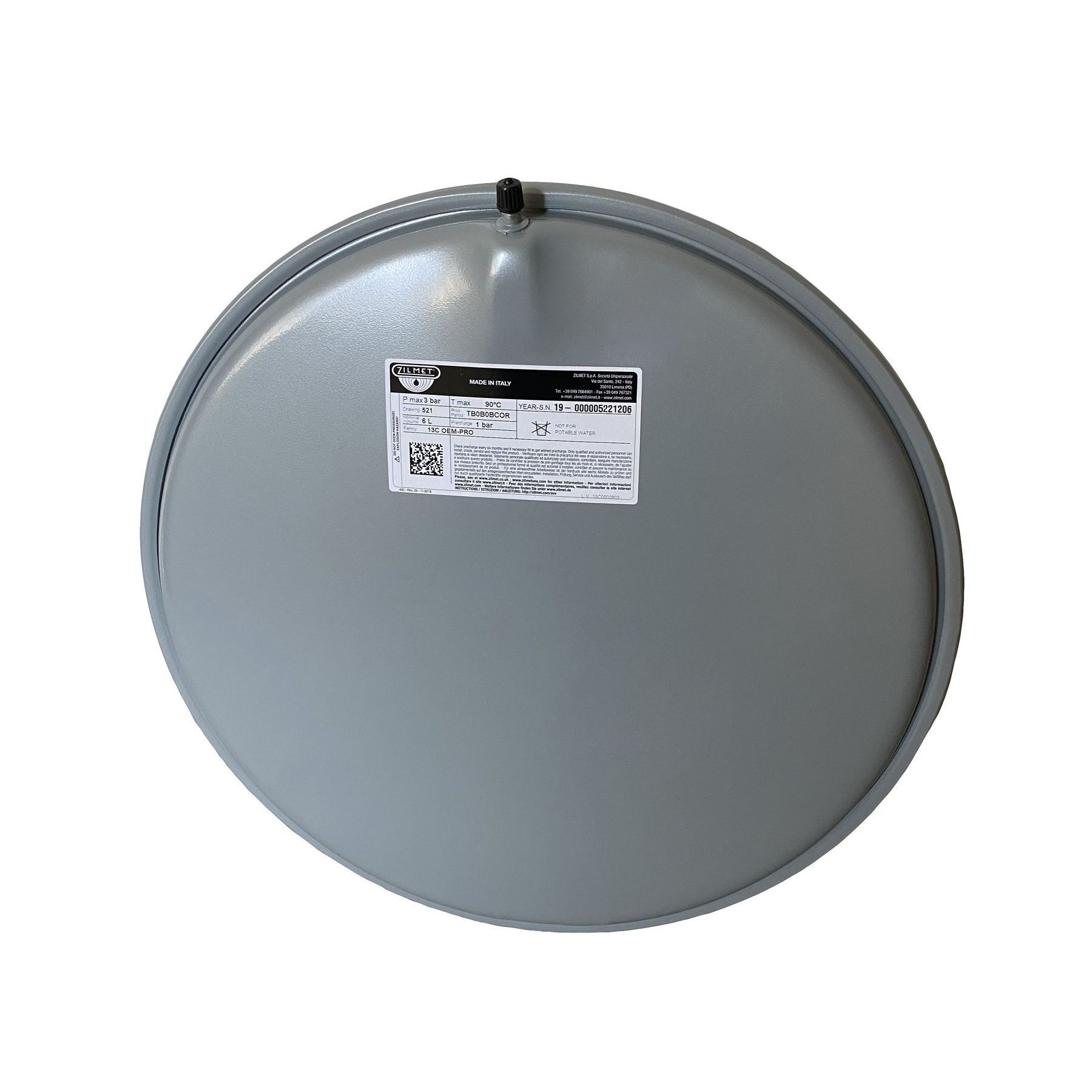 Бак Zilmet oem-pro для монтажу в котли плоский Арт. 521 6л 3bar D. 392 СІРИЙ 3/8″ ( 13C0000603 ) в інтернет-магазині Yago