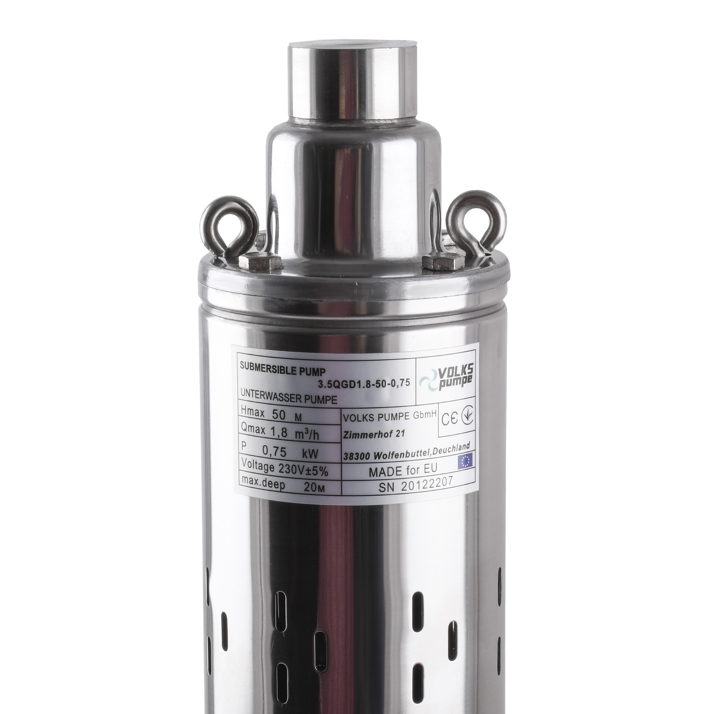 Насос свердловинний шнековий VOLKS pumpe 3,5 QGD 1,8-50-0,75кВт 3,5 дюйми + кабель 15м в інтернет-магазині Yago