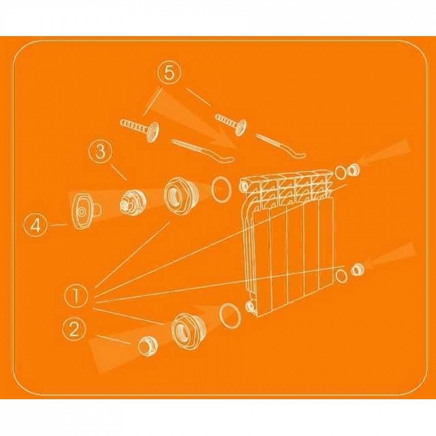Комплект футорок секційного радіатора CRISTAL NR-2015 1/2″ з 3-кронштейнами (HT 416) в інтернет-магазині Yago