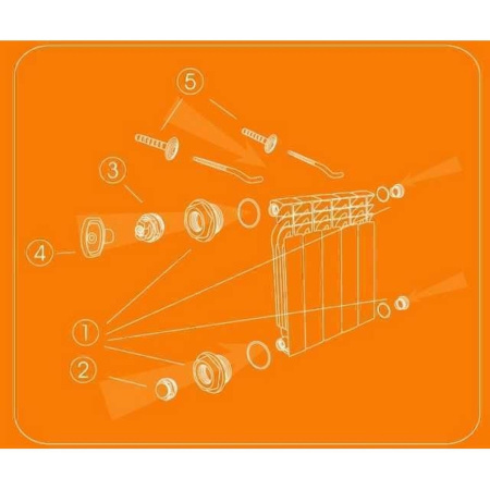 Комплект футорок секційного радіатора CRISTAL NR-2015 1/2″ з 3-кронштейнами (HT 416) в інтернет-магазині Yago