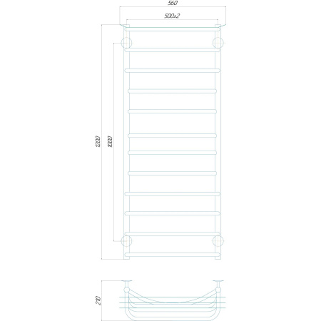 Рушникосушарка UNIO Zp W 1200-500-12 Зета з полицею вода в інтернет-магазині Yago