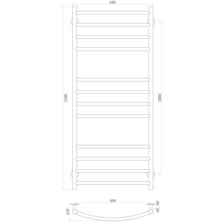 Рушникосушарка UNIO LDE W 1200-500-12 BLK Драбинка Дуга Еліт вода чорна в інтернет-магазині Yago