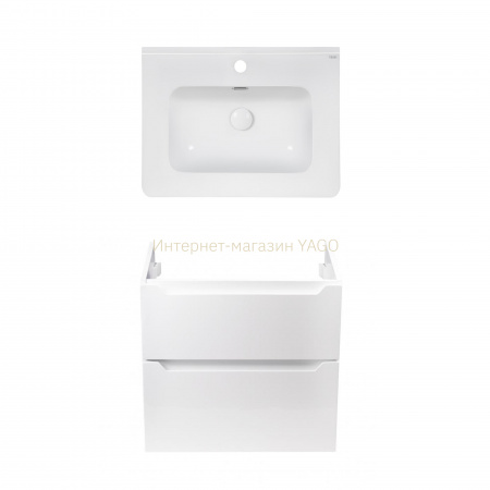 Комплект Qtap тумба підвісна Scorpio 600х585х460 мм White + раковина урізна Albatross 9H QT71SC43966