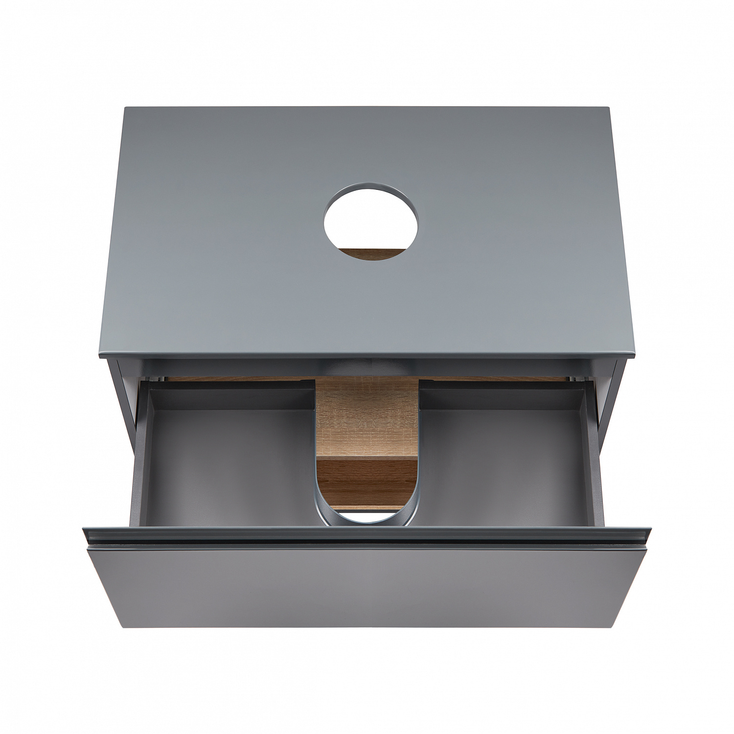 Тумба підвісна Qtap Robin 700х476х437 Graphite/Whitish oak зі стільницею QT1379TPН7002GWO