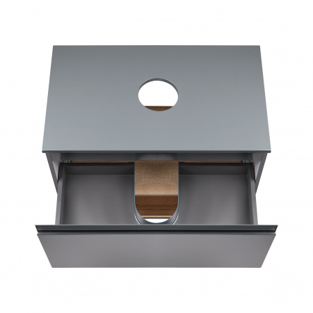 Тумба підвісна Qtap Robin 700х476х437 Graphite/Whitish oak зі стільницею QT1379TPН7002GWO