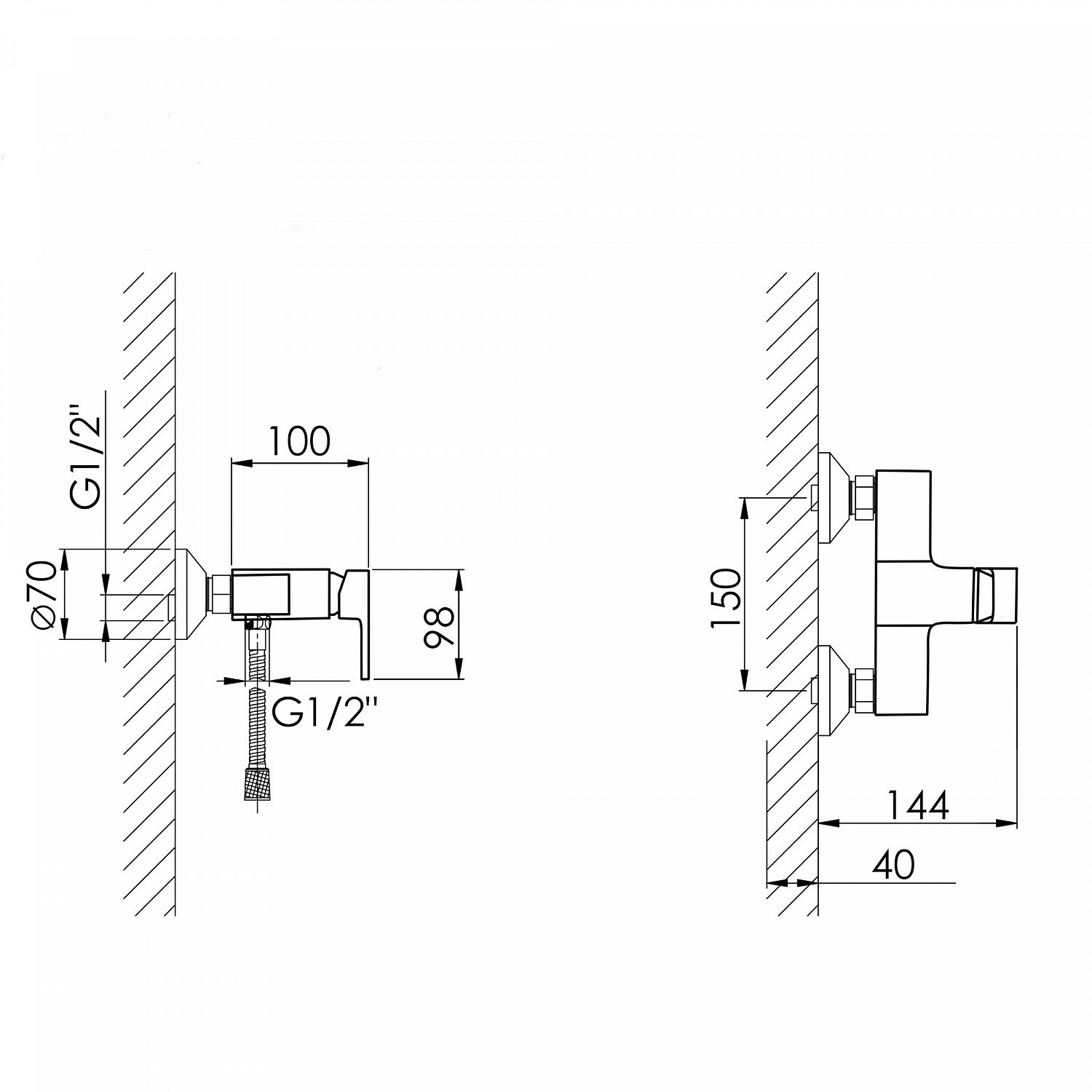 Змішувач для душу Lidz Wawel 010 (з душовим гарнітуром) (k40) LDWAW010CRM45390 Chrome