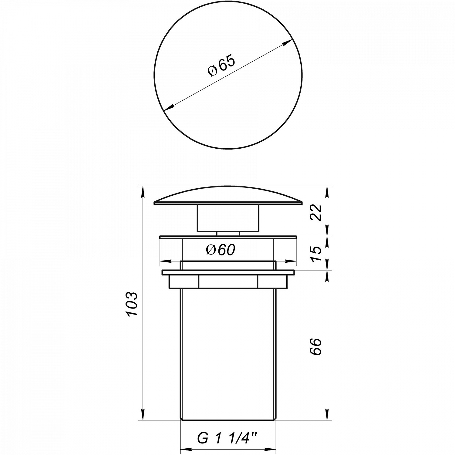 Донний клапан Globus Lux HG15-03B (Click-clack)