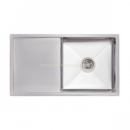 Мийка для кухні інтегрована Lidz Handmade H7844 Brushed Steel 3,0/0,8 мм