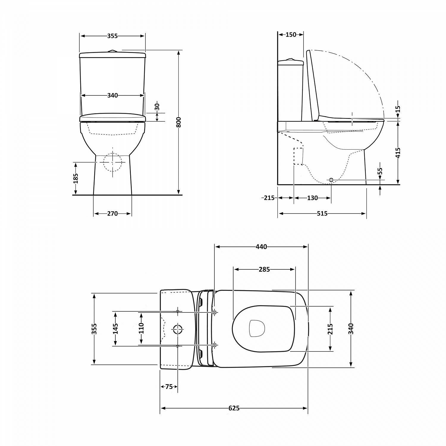 Унітаз-компакт Qtap Nando безобідковий з сидінням Soft-close QT12221222AW